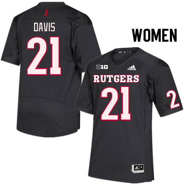 Women #21 Carnell Davis Rutgers Scarlet Knights College Football Jerseys Stitched Sale-Black